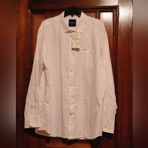NWT Tommy Bahama Oxford White Cotton/ Silk Shirt Marlin Logo Size XL/TG